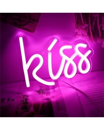 Elevate Your Bar, Wedding, or Bedroom Ambiance with the Kiss LED Neon Sign.