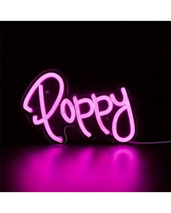 Brighten Your Bar, Office, or Wedding with the Vibrant LED Deep Pink Poppy Neon Sign.