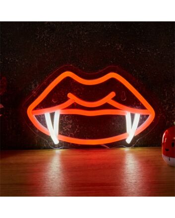 Brighten Your Bar, Party, or Game Room with the LED Neon Light Teeth Mouth Cool Fangs Man Cave.