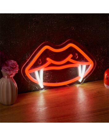 Brighten Your Bar, Party, or Game Room with the LED Neon Light Teeth Mouth Cool Fangs Man Cave.