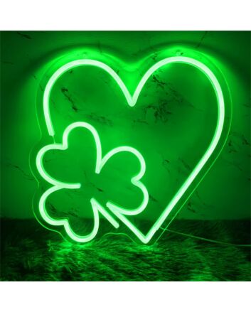 Add a Glow of Good Luck and Romance to Your Home, Office, or Wedding with the Love Shamrock LED Neon Sign