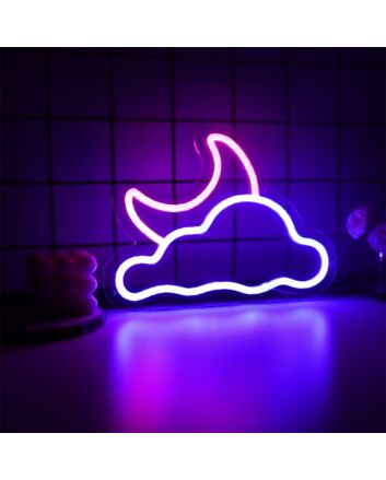 Transform Your Space: Moon and Cloud LED Neon Sign for Home Decor, Bars, and Romantic Evenings.