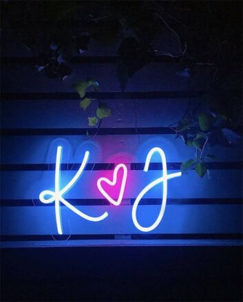 Brighten Your Special Day and Spaces: Name Sign Wedding K Love J LED Neon Sign for Weddings, Home Décor, and Celebratory Events
