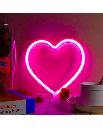 Brighten Up Your Space: Pink Heart LED Neon Sign Perfect for Weddings, Romantic Settings, and Trendy Bars.