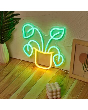 Brighten Your Space with Potted Four Leaf Grass LED Neon Sign: Perfect for Home Décor, Office Ambiance, Store Windows, and Special Events.