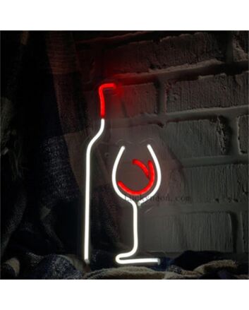 Elevate your space with Red Wine And Wine Glasses LED Neon Signs For Room - Perfect for Bar Ambience, Chic Weddings, and Cozy Home Decor.