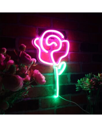 Brighten Your Space: Rose Flower Women Room Decor Flex Silicone LED Neon Sign for Home, Office, Bar, and Wedding Ambiance.