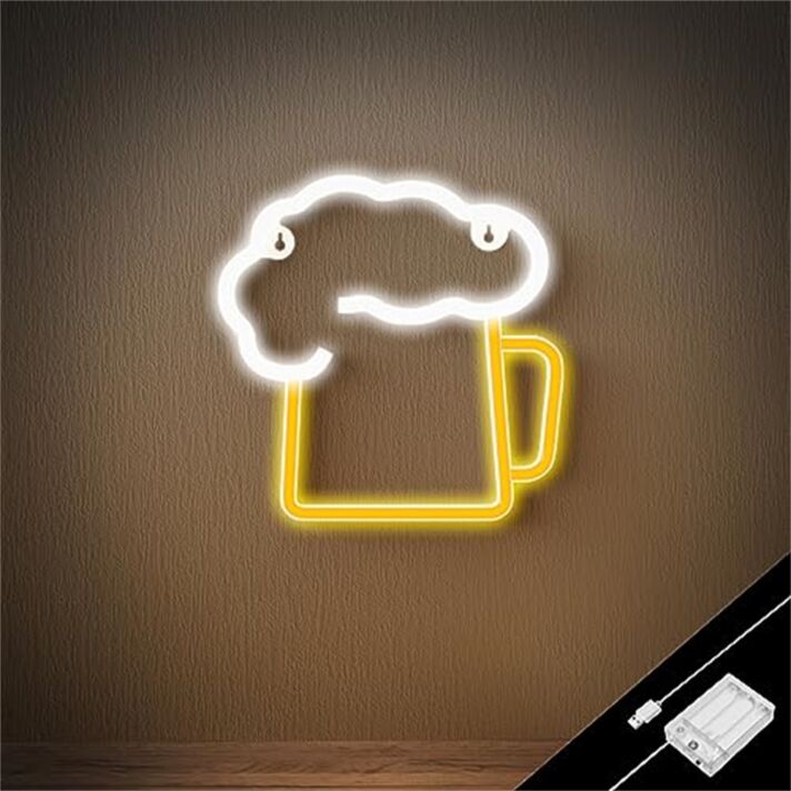 Brighten Your Bar, Office, or Home Decor: Tropical Beer Yellow LED Neon Sign Perfect for Any Celebration