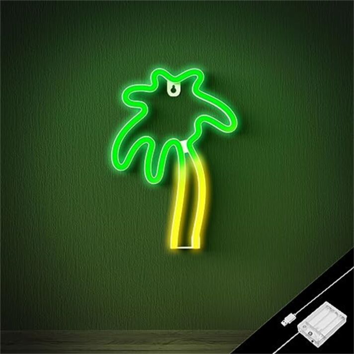 Brighten Your Space: Tropical Palm Green LED Neon Sign Perfect for Home Decor, Office, Bars, and Tropical-Themed Weddings