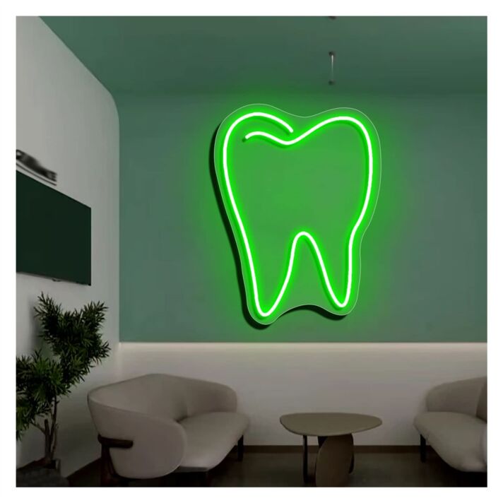 Brighten Up Your Space: Wall Decor Home Decor Teeth LED Neon Sign, Perfect for Bars, Dental Offices, and Quirky Home Settings