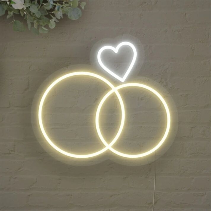 Brighten Your Wedding, Party, and Home Décor with the Wedding Rings LED Neon Sign.