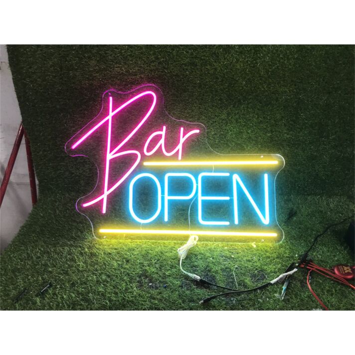 Brighten Up Your Bar, Storefront, or Man Cave with the Colorful Bar Open LED Neon Sign.