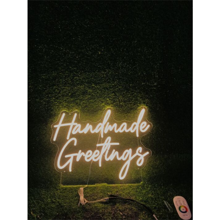 Elevate Your Space: Brighten Up Homes, Offices, and Special Events with the Handmade Greetings LED Neon Sign.