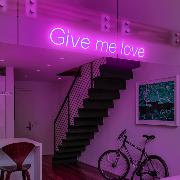 "Give Me Love" Radiant Neon Glow Your Space with Affection