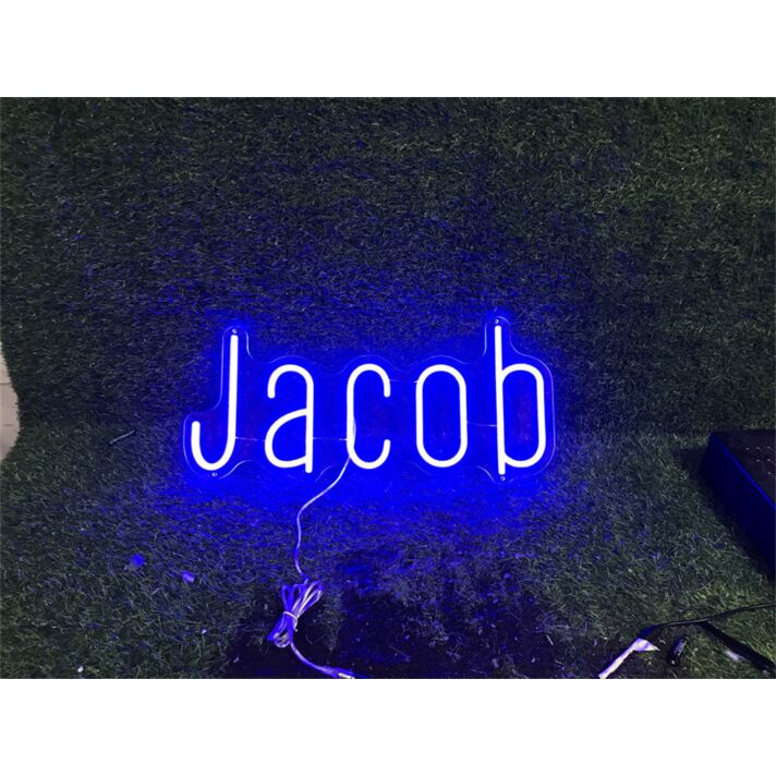 Elevate your wedding, bar ambiance, or office space with the Personalize Custom Jacob LED Neon Sign.