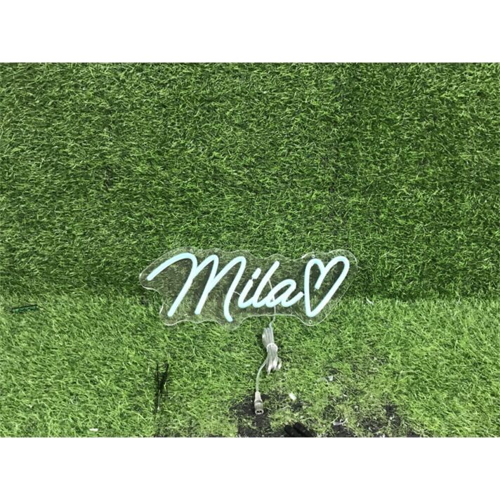 Elevate Your Space: From Weddings to Bars with the Personalize Custom Mila With Heart LED Neon Sign.