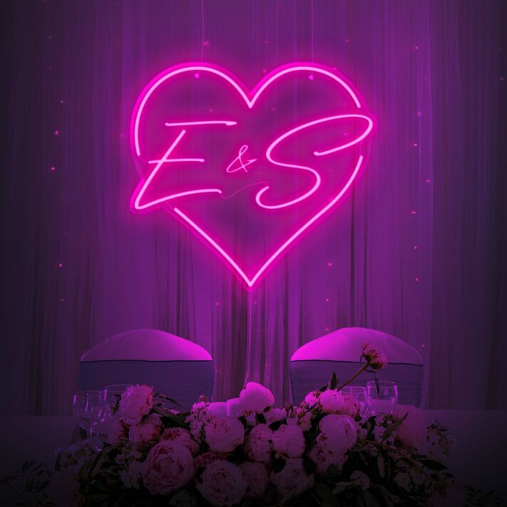 Customized Initials Heart Neon Sign