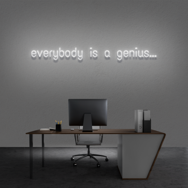 'Everyone is a genius...' Neon Sign