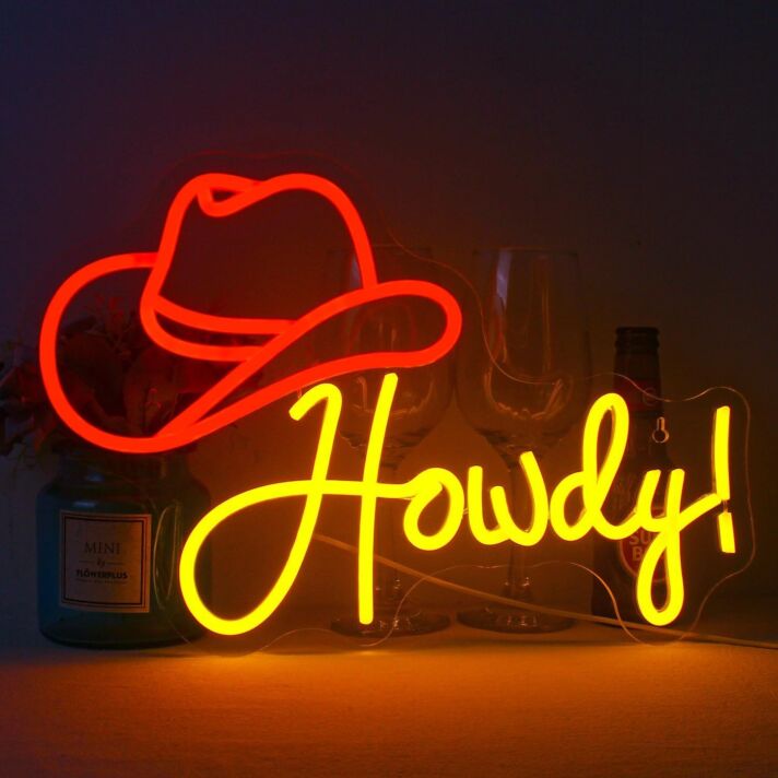 Brighten Your Western-Themed Party or Decorate Your Rustic Bar with the Cowboys Howdy Neon Sign.