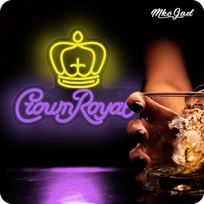 Crown Royal Neon Sign: Perfect for Elevating Your Home Bar, Office, or Memorable Events like Weddings and Parties
