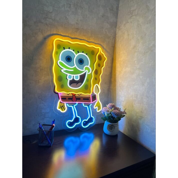 Brighten Up Your Space: Spongebob Squarepants UV X Neon Artwork Nautical Delight Perfect for Bars, Themed Parties, and Playrooms.