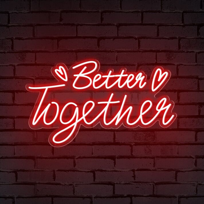 Brighten up Weddings and Celebrations: Better Together Words Hearts Neon Sign for Romantic Ambiance