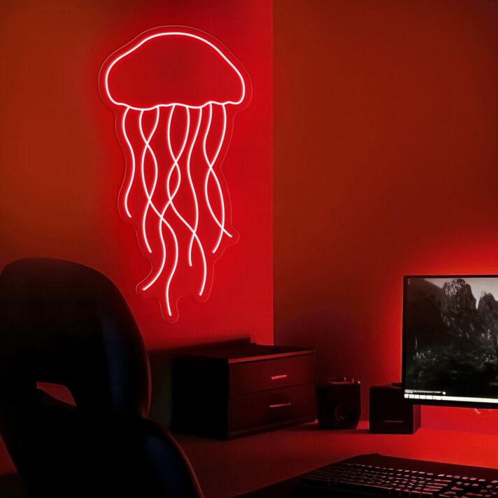 Bring the ocean's allure to your space: Multicolor Jellyfish Magic Led Neon Sign, perfect for home decor, bars, and themed events.