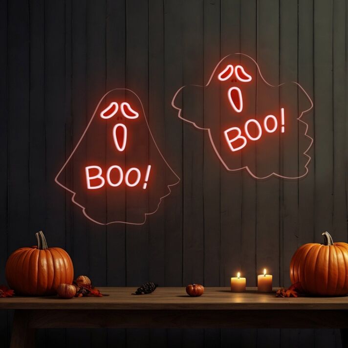 Elevate Your Halloween Ambiance: Screaming Ghosts LED Neon Sign Perfect for Home Decor, Haunted Houses, and Spooky Parties.