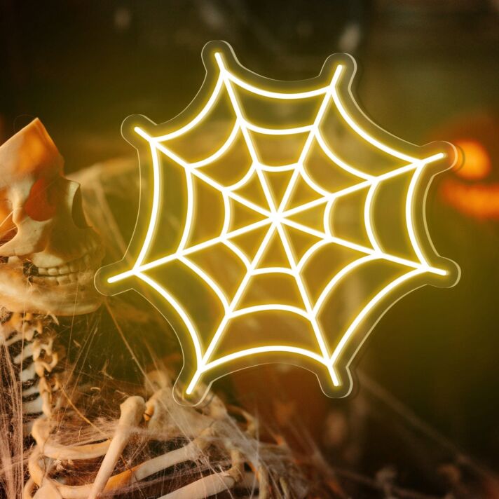 Brighten Your Halloween Festivities: Spider Web Neon Sign for Home Decor, Spooky Parties, and Haunted Houses
