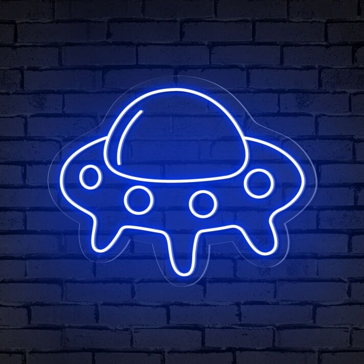Brighten Your Kid's Room or Add Flair to Theme Parties with the Ufo Cute Space Neon Sign.