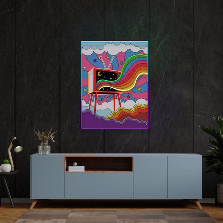 Brighten Up Your Space: Love Television Led Uv Neon Sign for Unique Home Decor, Office Chic, and Vibrant Bar Ambiance