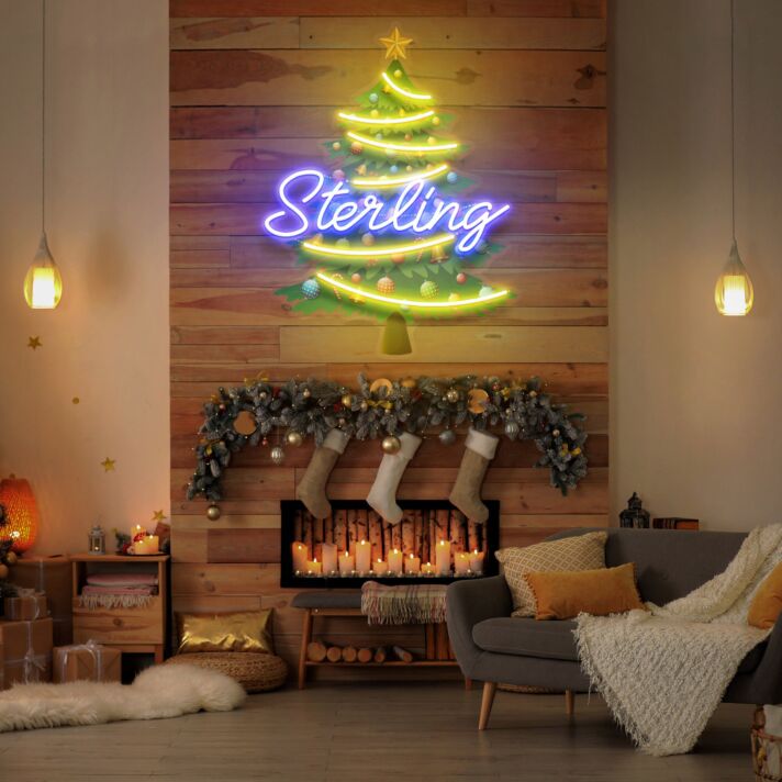 Brighten Your Holiday Celebrations and Office Festivities with the Tree Topper for Christmas Tree Led UV Neon Sign Christmas Decor.