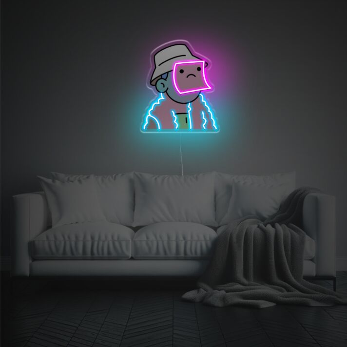 Brighten Up Your Office, Bar, or Store Ambiance with Man By Sticky Notes LED Neon Acrylic Artwork.