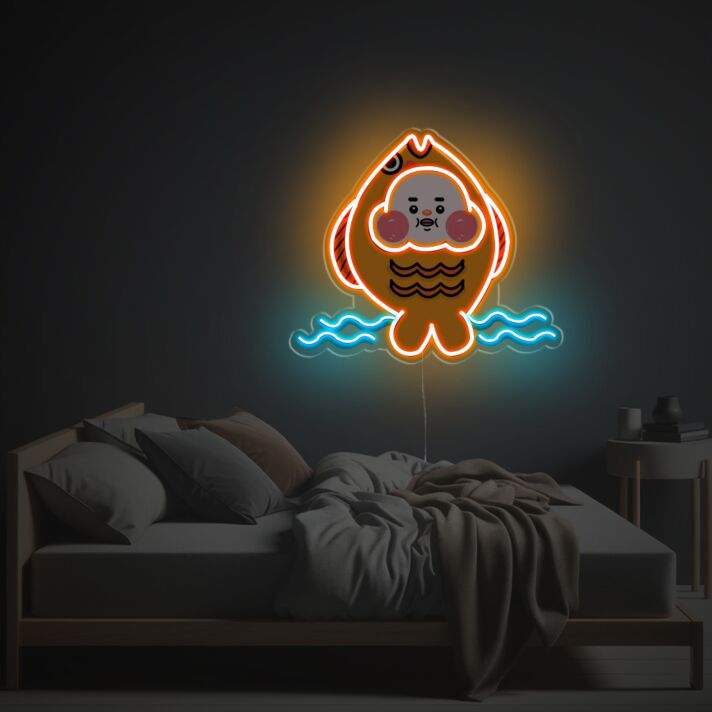 Brighten Up Your Bar, Home, and Special Events with Orange Cheeky Fish LED Neon Acrylic Artwork.