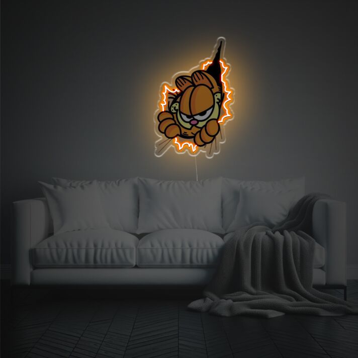 Brighten Up Your Space: Peeping Garfield LED Neon Acrylic Artwork Perfect for Home Decor, Offices, and Themed Parties.