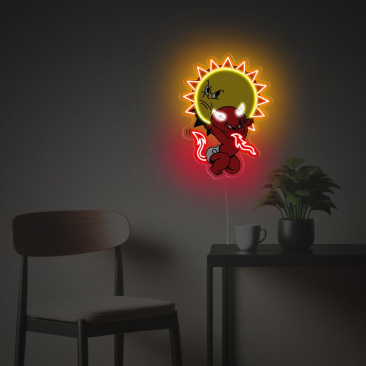 Brighten up your bar or game room with Red Evil With Sun LED Neon Acrylic Artwork.