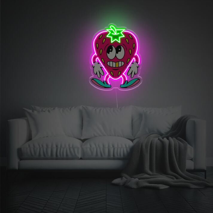 Brighten Your Spaces: Strawberry Boy LED Neon Acrylic Artwork for Home Decor, Vibrant Offices, Trendy Stores, and Unique Weddings.