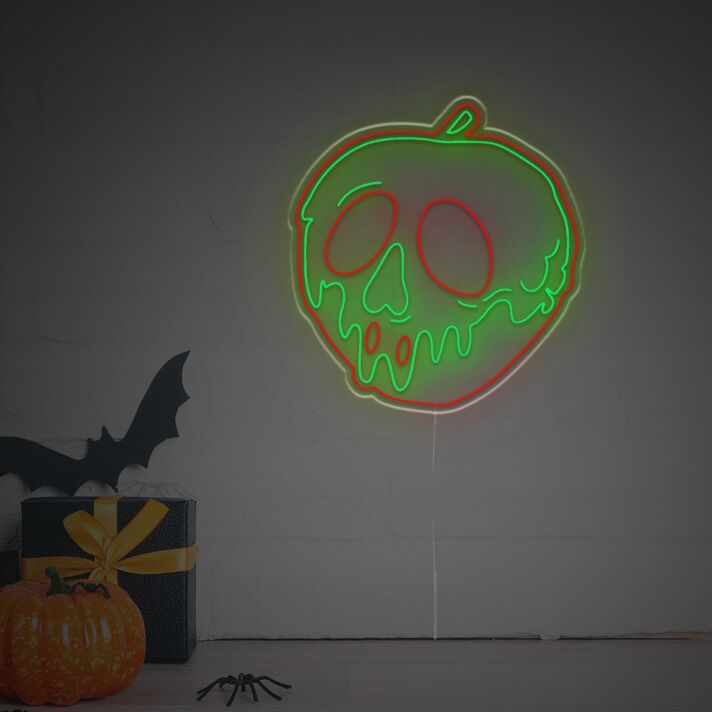 Brighten Up Your Halloween Bash or Themed Bar with the Spooky Halloween Skull Pision Apple LED Neon Sign.