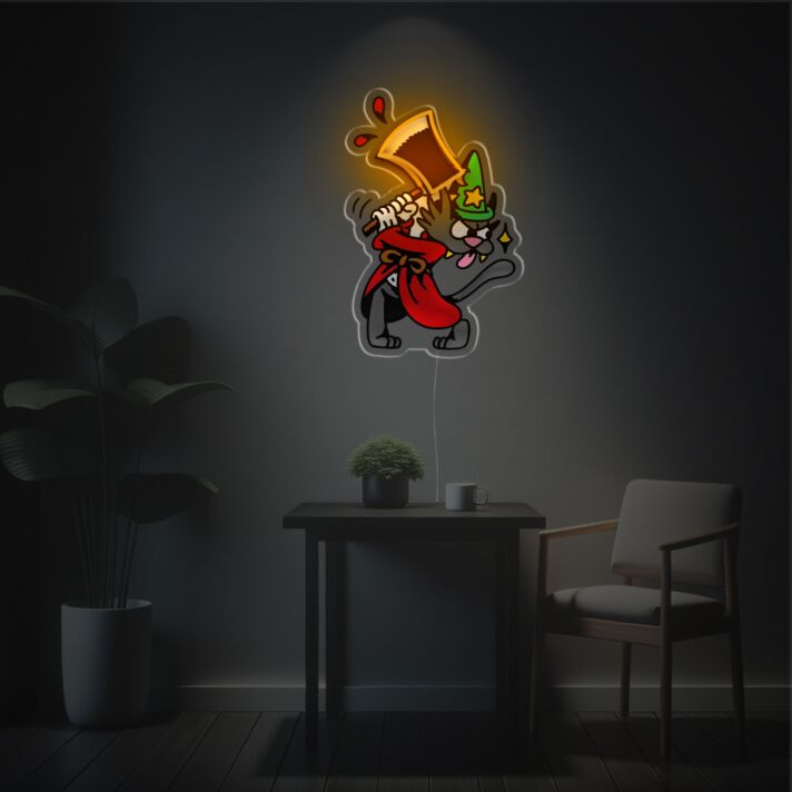 Brighten Up Your Space: Axe-Wielding Wolf LED Neon Acrylic Artwork Perfect for Home Decor, Bars, and Gaming Rooms.