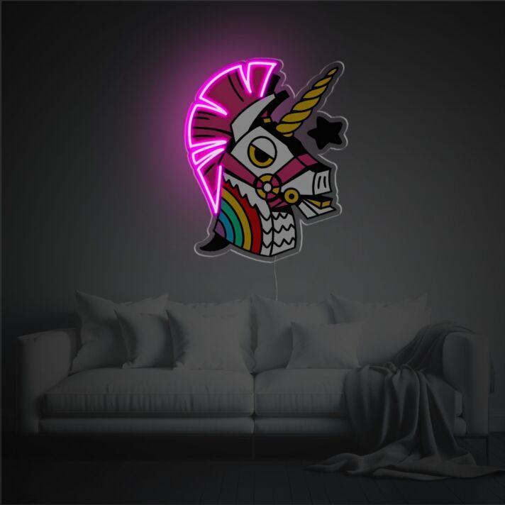 Brighten Up Your Space: Cool Pink Unicorn LED Neon Acrylic Artwork for Enchanting Home Decor, Magical Office Settings, and Fairy-Tale Parties.