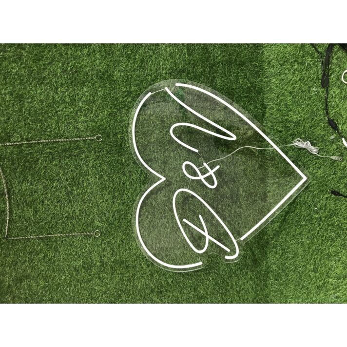 Brighten Your Love: Perfect for Weddings, Engagements, and Romantic Evenings with the D And V Heart Yellow LED Neon Sign