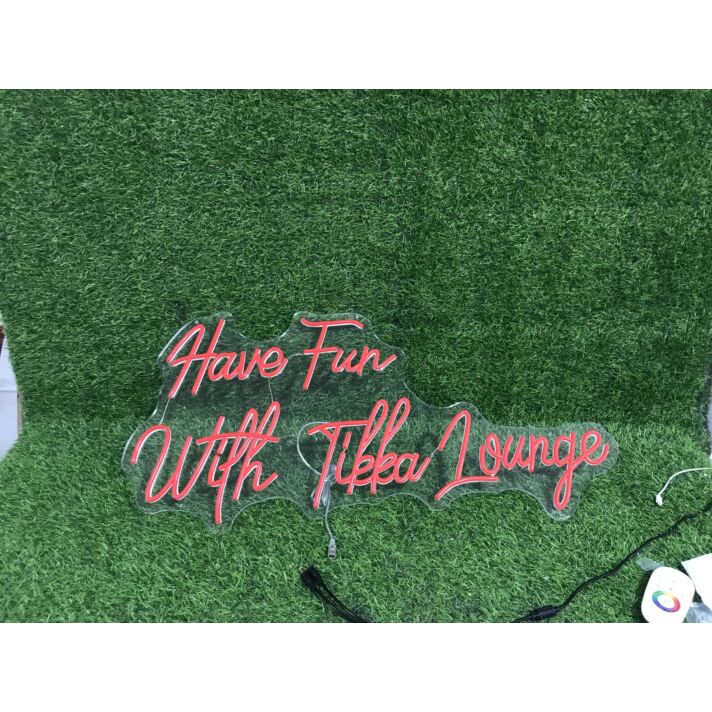 Brighten Your Bar or Game Room with Have Fun With Tikka Lounge Red LED Neon Sign.
