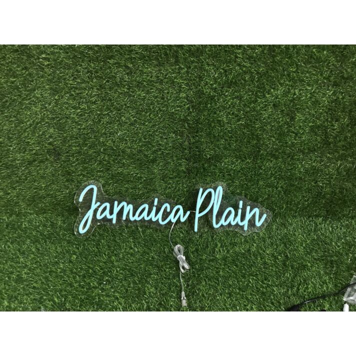 Brighten Up Your Space: Jamaica Plain Blue Neon Sign – Perfect for Home Decor, Office Vibes, and Bar Ambiance.