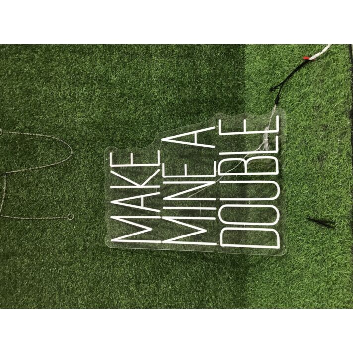 Brighten Up Your Bar or Celebrate in Style: Make Mine A Double White LED Neon Sign for Weddings, Parties, and Home Decor.