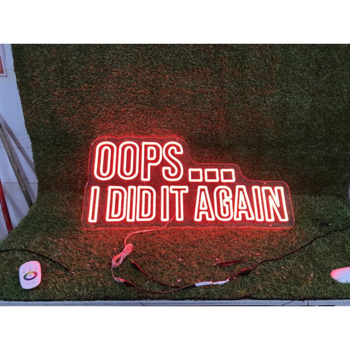 Brighten Your Bar or Celebrate in Style: OOPS I Did It Again Red LED Neon Sign for Unique Home Decor, Office Vibes, or Event Highlights.
