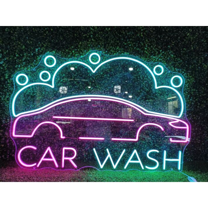 Brighten Your Garage, Bar, or Auto Shop Ambiance with the Car Wash LED Neon Sign.