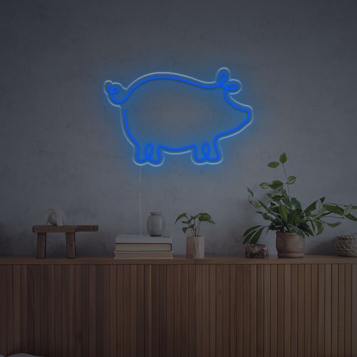 Brighten Up Any Space - Home, Bar, or Office with the Pig Line Drawing LED Neon Sign.