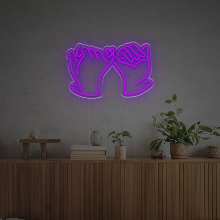 Brighten Your Special Moments: Pinky Promise LED Neon Sign for Weddings, Romantic Evenings, and Trendy Home Decor.