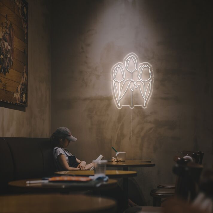 Brighten Your Space: Three Budding Flowers LED Neon Sign for Home Decor, Office Ambiance, and Celebratory Events.