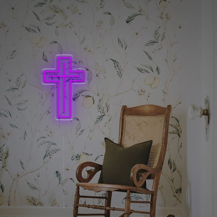 Brighten Your Sacred Spaces and Celebrations: Cross for Room Decor LED Neon Sign for Home, Weddings, and Spiritual Gatherings.